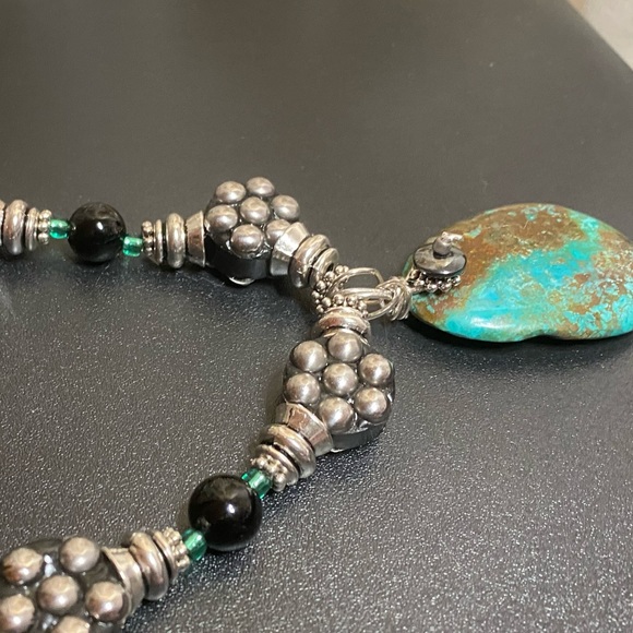 Huge Turquoise Pendant 19” OOAK STATEMENT NECKLACE - Picture 4 of 8